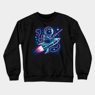 Cosmic Cat Explorer: Space Odyssey Illustration Crewneck Sweatshirt